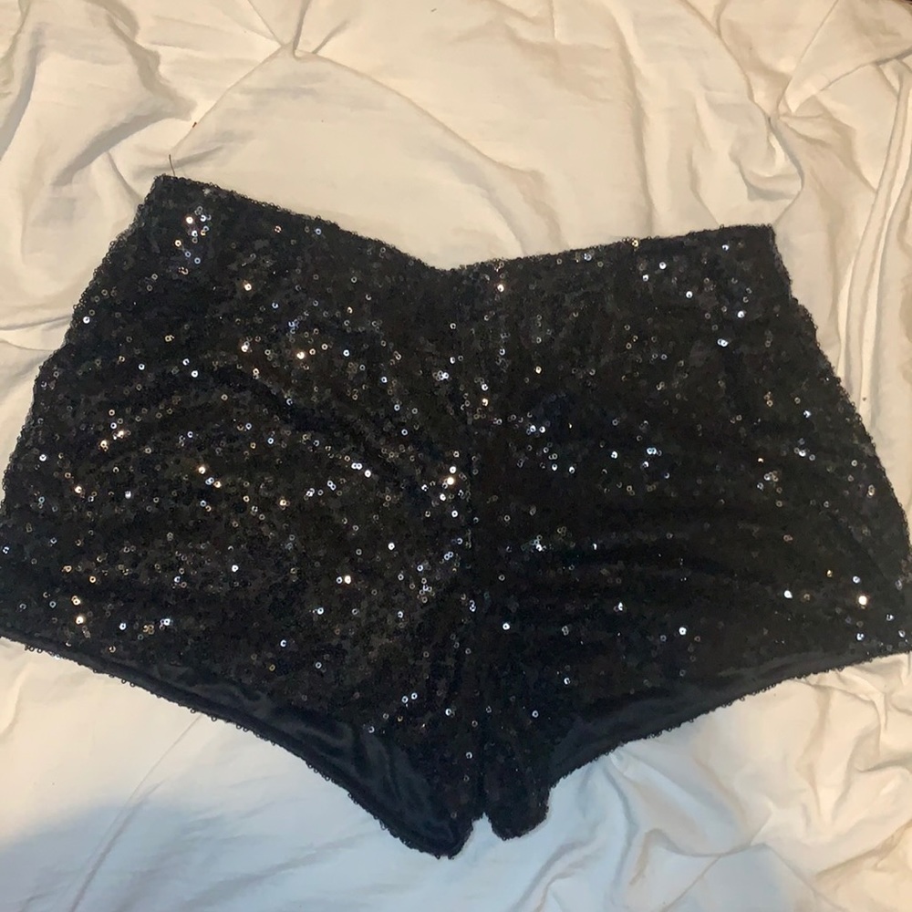 Black glitter shorts